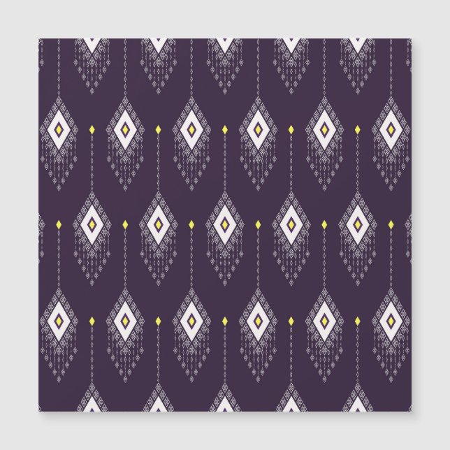 Ikat Chandelier Pattern: Vintages Textildesign Magnetkarte (Vorderseite)