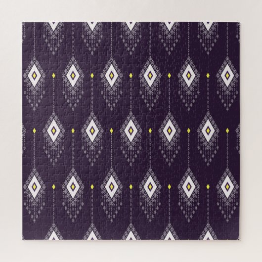 Ikat Chandelier Pattern: Vintages Textildesign Puzzle (Vertikal)