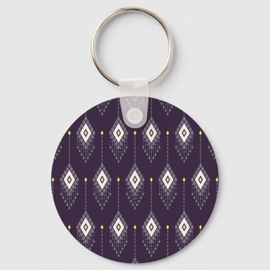 Ikat Chandelier Pattern: Vintages Textildesign Schlüsselanhänger (Vorderseite)