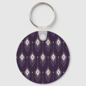 Ikat Chandelier Pattern: Vintages Textildesign Schlüsselanhänger (Rückseite)