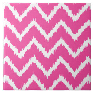 Ikat Chevrons - Deep fuchsia pink und weiß Fliese