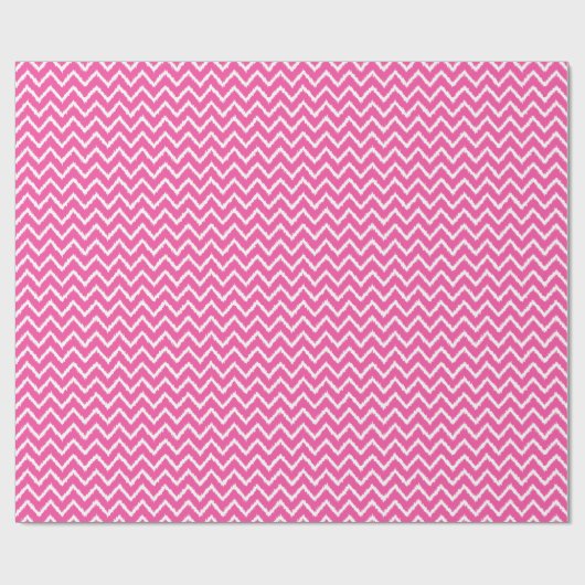 Ikat Chevrons - Deep fuchsia pink und weiß Geschenkpapier (Flach)