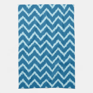 Ikat Chevrons - Indigo und Blass Blue Küchentuch