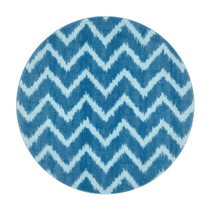 Ikat Chevrons - Indigo und Blass Blue Schneidebrett