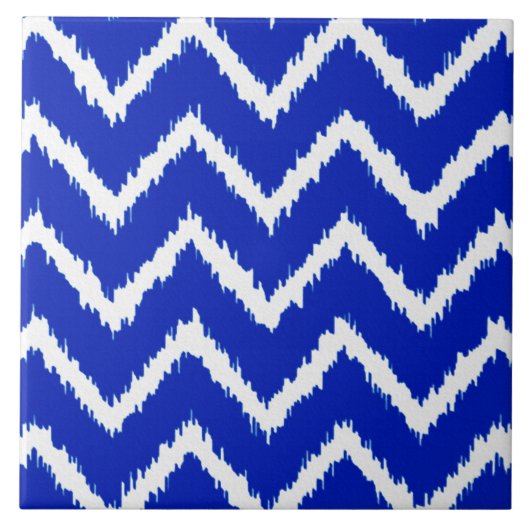 Ikat Chevrons - Kobaltblau und weiß Fliese (Vorderseite)