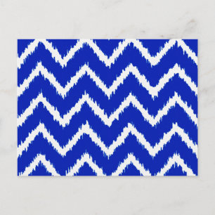 Ikat Chevrons - Kobaltblau und weiß Postkarte