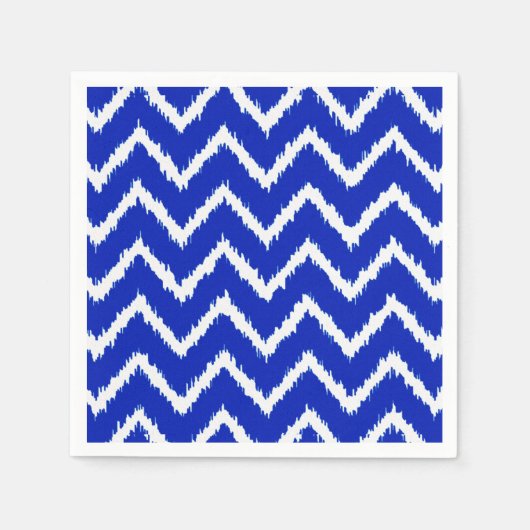 Ikat Chevrons - Kobaltblau und weiß Serviette (Vorderseite)
