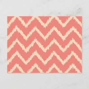 Ikat Chevrons - Korallenorange und -pfirsich Postkarte