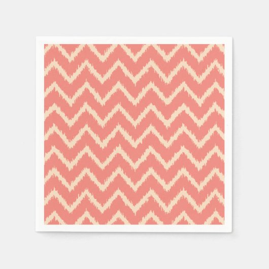 Ikat Chevrons - Korallenorange und -pfirsich Serviette (Vorderseite)