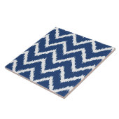 Ikat Chevrons - Marineblau und Weiß Fliese (Seite)