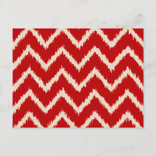 Ikat Chevrons - rot und braun in China Postkarte