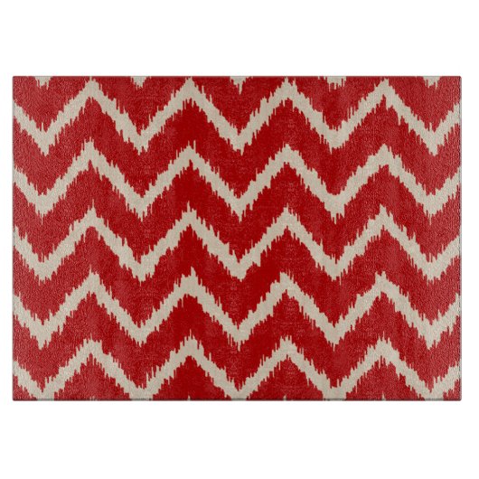 Ikat Chevrons - rot und braun in China Schneidebrett (Vorderseite)
