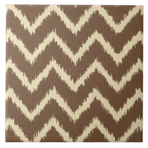 Ikat-Chevrons - Schokoladenbraun und Beige Fliese