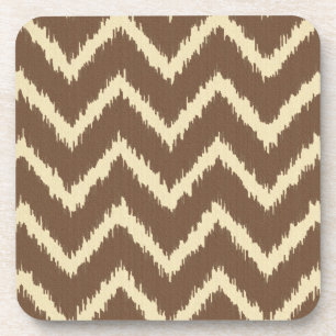 Ikat-Chevrons - Schokoladenbraun und Beige Untersetzer