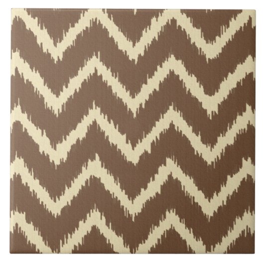 Ikat Chevrons - Schokoladenbraun und -braun Fliese (Vorderseite)