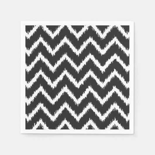 Ikat Chevrons - Schwarzweiß Serviette (Vorderseite)