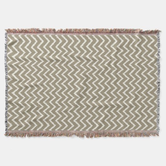 Ikat Chevrons - Taupe tan und Beige Decke (Vorderseite)