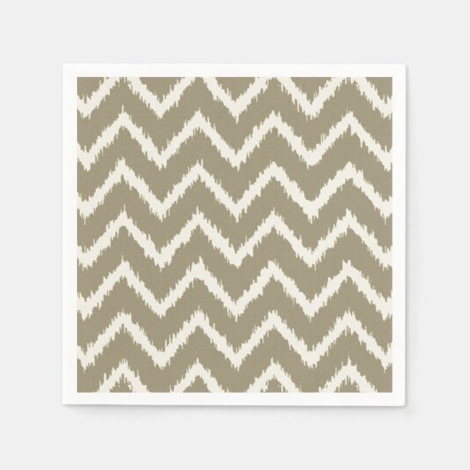 Ikat Chevrons - Taupe tan und Beige Serviette (Vorderseite)