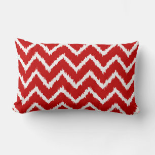 Ikat Chevrons - Tiefe rot und weiß Lendenkissen