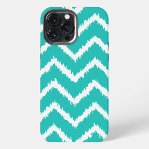 Ikat-Chevrons - Türkis und Weiß iPhone Hülle