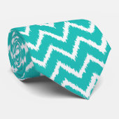 Ikat Chevrons - Türkis und Weiß Krawatte (Gerollt)