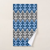 Ikat Damask (Marokko), blau und grau/grau Badhandtuch Set (Handtuch)