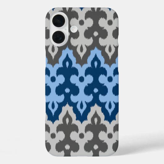 Ikat Damask (Marokko), blau und grau/grau Case-Mate iPhone Hülle (Rückseite)