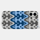 Ikat Damask (Marokko), blau und grau/grau Case-Mate iPhone Hülle (Rückseite (Horizontal))