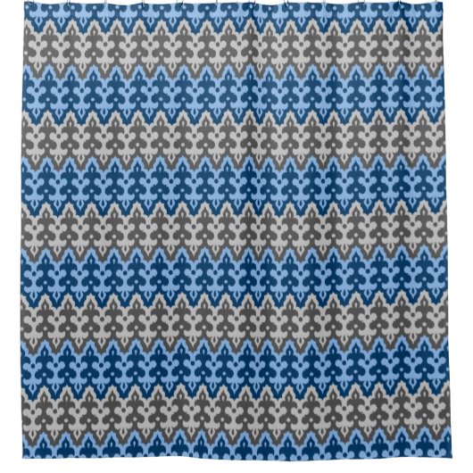 Ikat Damask (Marokko), blau und grau/grau Duschvorhang (Vorderseite)