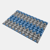 Ikat Damask (Marokko), blau und grau/grau Fußmatte (Schrägansicht)