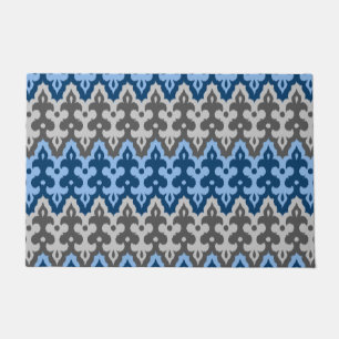 Ikat Damask (Marokko), blau und grau/grau Fußmatte