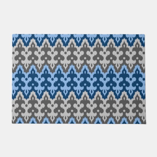 Ikat Damask (Marokko), blau und grau/grau Fußmatte (Vorderseite)