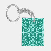 Ikat damask pattern - Turquoise and Aqua Schlüsselanhänger (Vorderseite links)
