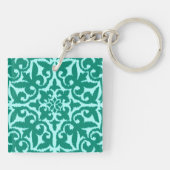 Ikat damask pattern - Turquoise and Aqua Schlüsselanhänger (Rückseite)