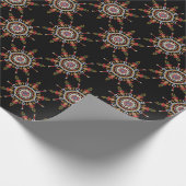 Ikat Damask Red Green Vintag Geschenkpapier (Ecke)