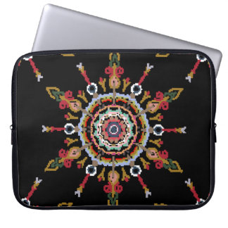 Ikat Damask Red Green Vintag Laptopschutzhülle