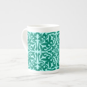Ikat-Damaskmuster - Türkis und Aqua Porzellantasse