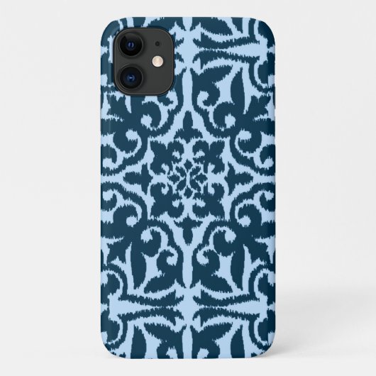 Ikat-Damasmuster - Dunkle Indizierung und hellblau Case-Mate iPhone Hülle (Rückseite)