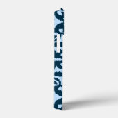 Ikat-Damasmuster - Dunkle Indizierung und hellblau Case-Mate iPhone Hülle (Rückseite / Rechts)