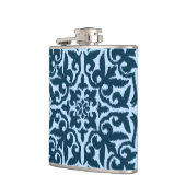 Ikat-Damasmuster - Dunkle Indizierung und hellblau Flachmann (Links)
