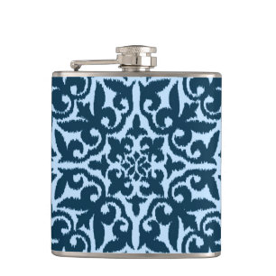 Ikat-Damasmuster - Dunkle Indizierung und hellblau Flachmann