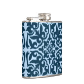 Ikat-Damasmuster - Dunkle Indizierung und hellblau Flachmann (Rechts)