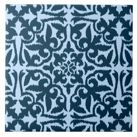 Ikat-Damasmuster - Dunkle Indizierung und hellblau Fliese (Vorderseite)