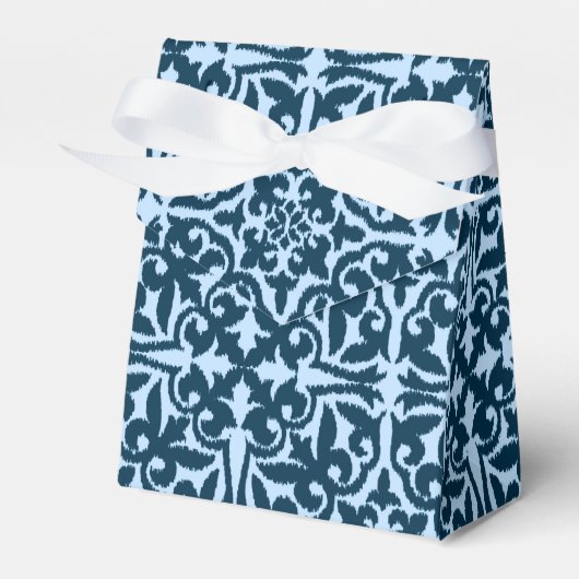 Ikat-Damasmuster - Dunkle Indizierung und hellblau Geschenkschachtel (Vorderseite)