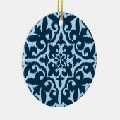 Ikat-Damasmuster - Dunkle Indizierung und hellblau Keramik Ornament (Rechts)