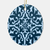 Ikat-Damasmuster - Dunkle Indizierung und hellblau Keramik Ornament (Links)