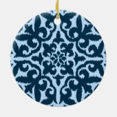 Ikat-Damasmuster - Dunkle Indizierung und hellblau Keramik Ornament (Hinten)