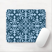 Ikat-Damasmuster - Dunkle Indizierung und hellblau Mousepad (Mit Mouse)