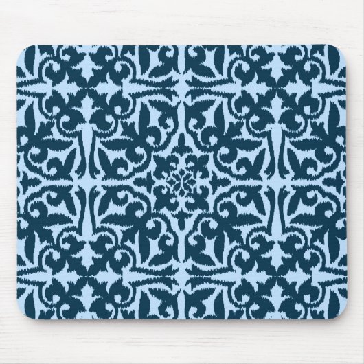 Ikat-Damasmuster - Dunkle Indizierung und hellblau Mousepad (Vorne)