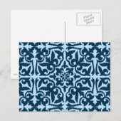 Ikat-Damasmuster - Dunkle Indizierung und hellblau Postkarte (Vorne/Hinten)